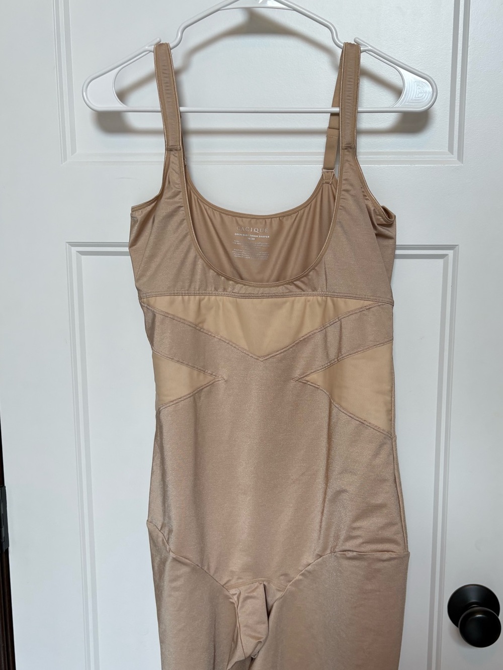 Cacique Beige Open-Bust Thigh-Shaper Bodysuit Shapewear - Size 18/20